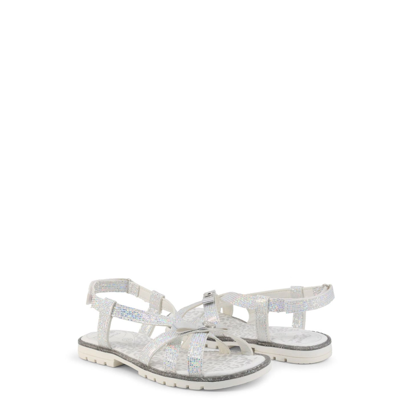 Sandali bambina argento con glitter e strappo