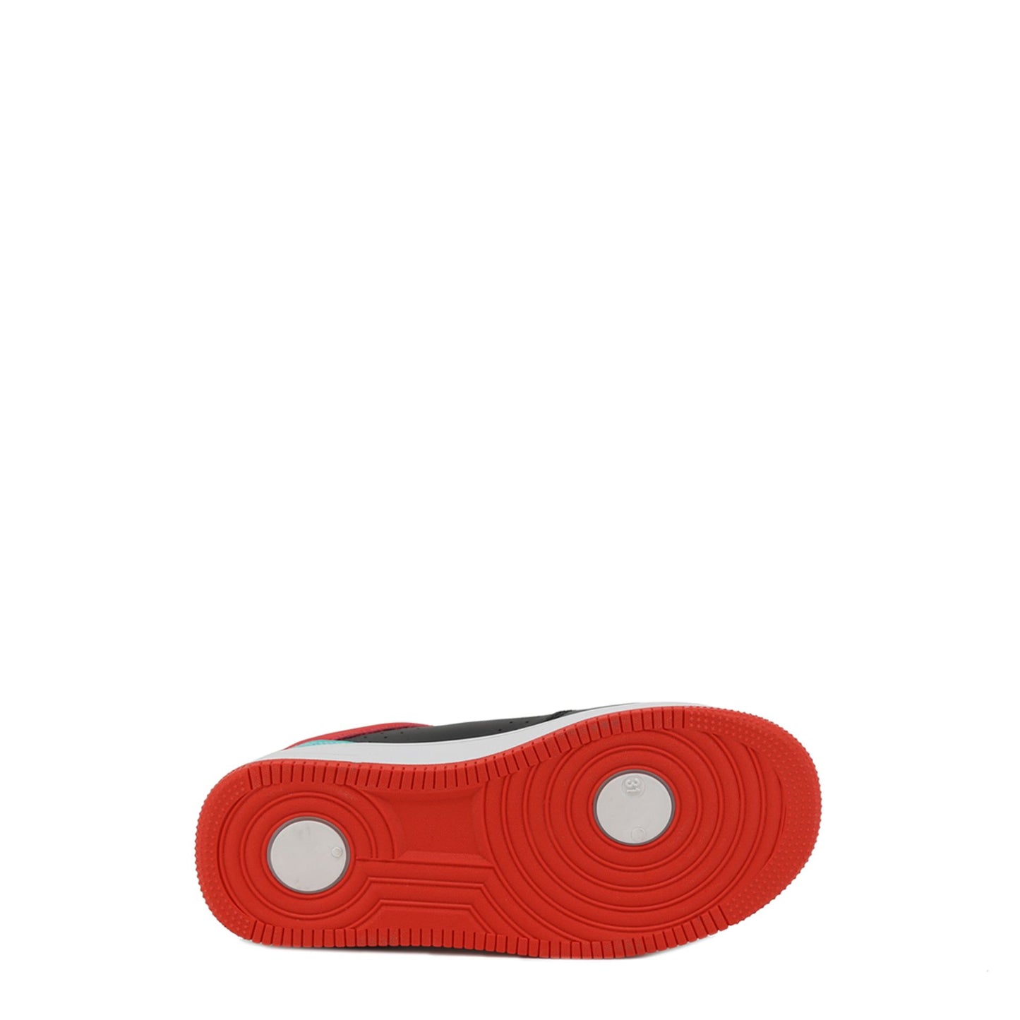 Sneakers nera e rossa con lacci e punta tonda