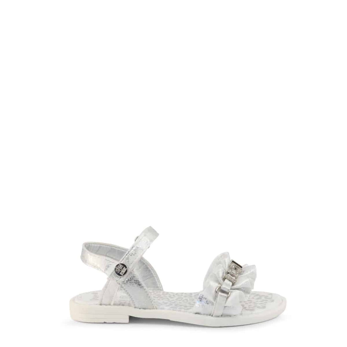 Sandali bambina grigio con strappo e fiocchetto