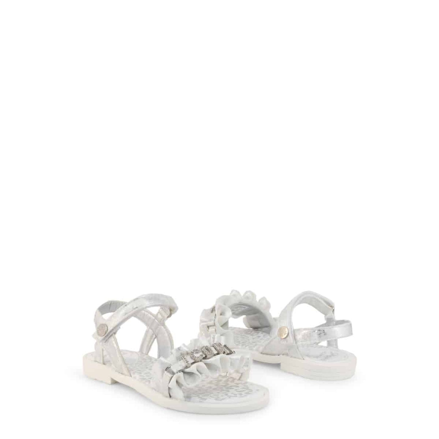 Sandali bambina grigio con strappo e fiocchetto