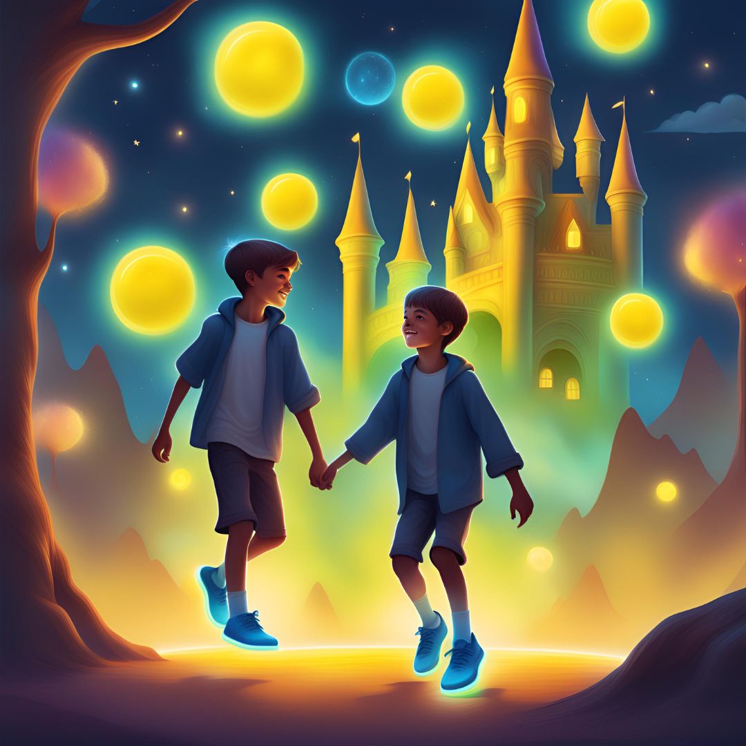 Favole per Bambini: due fratelli protagonisti che, indossando delle scarpe, si ritrovano in un parco giochi magico