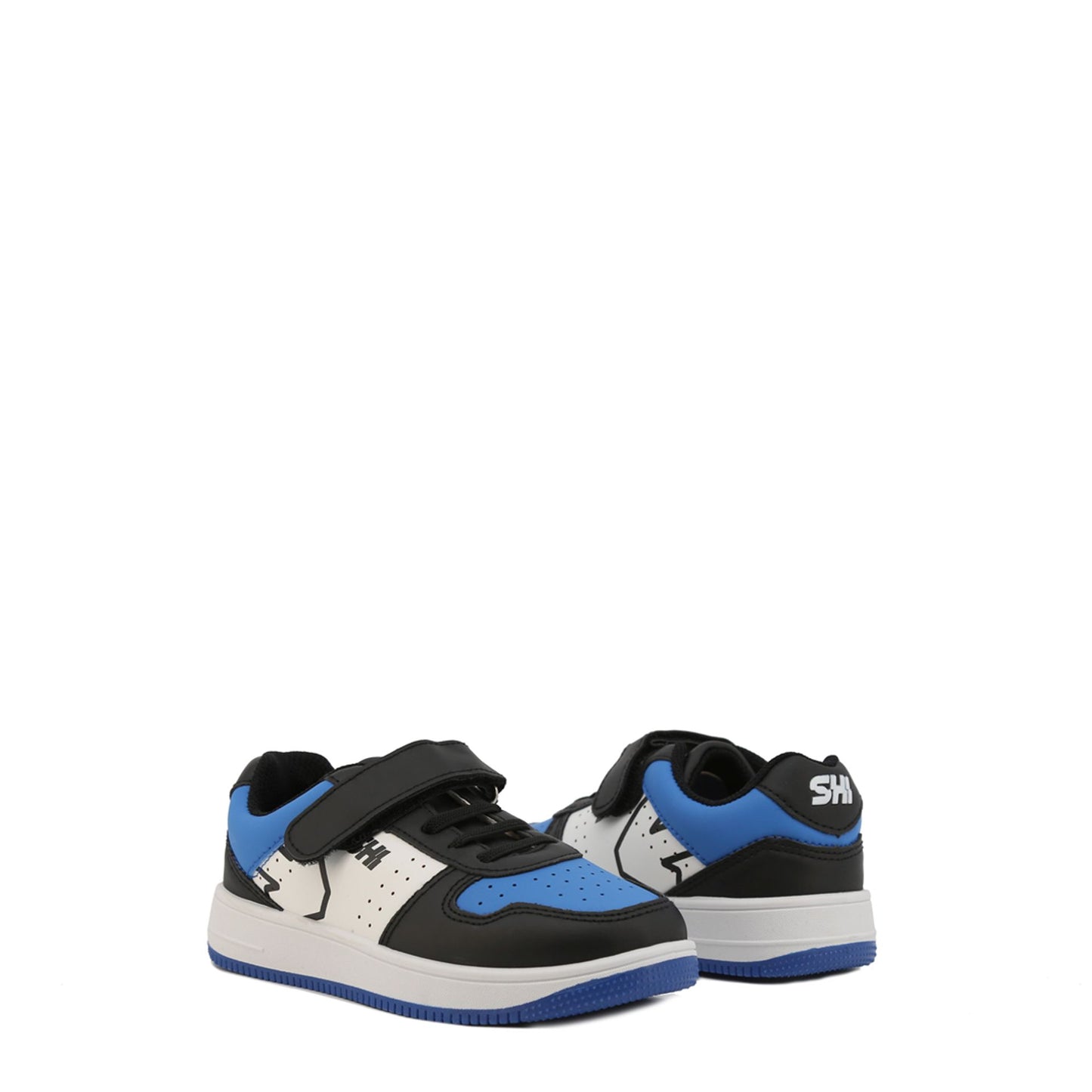 Sneakers con velcro nera e blu, morbida e comoda