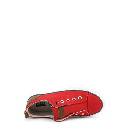 Sneakers bambino con tomaia in tela rosse