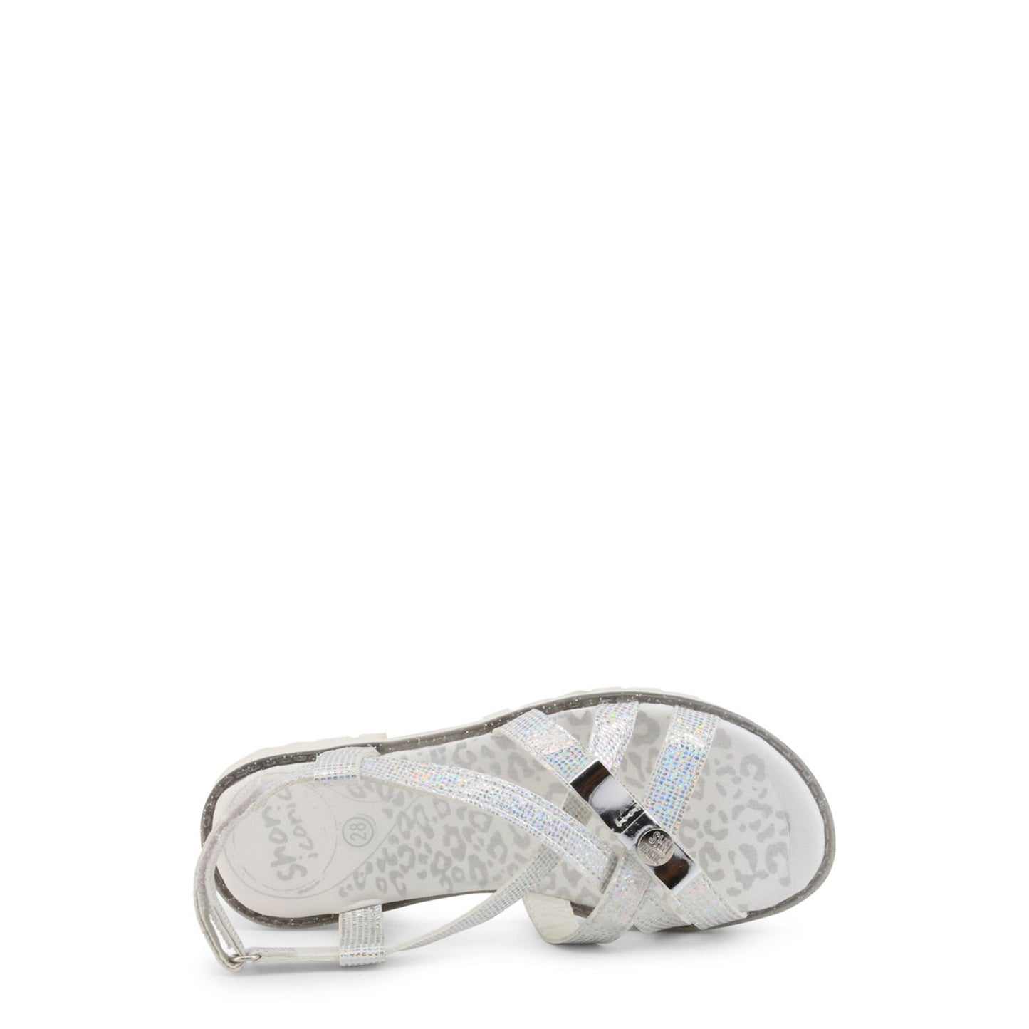 Sandali bambina argento con glitter e strappo