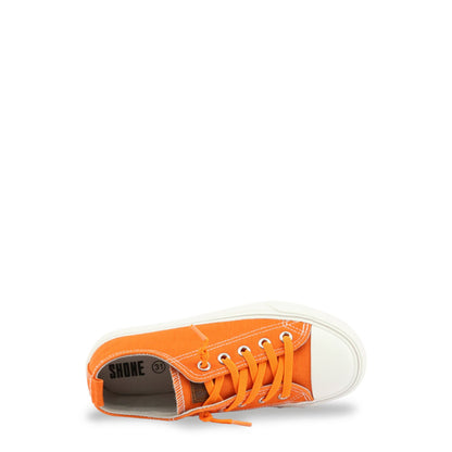 Scarpa sportiva bambino arancione in tessuto con punta in gomma