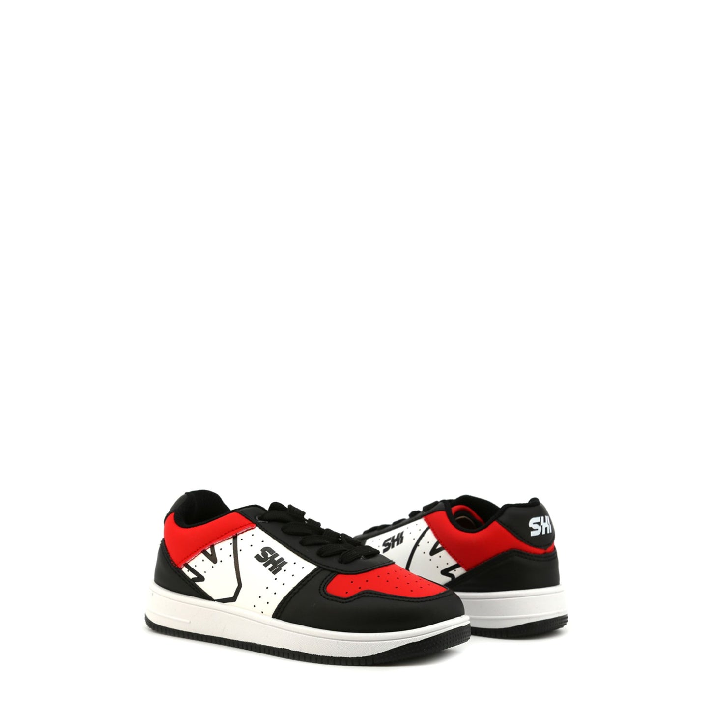 Sneakers da bambino nera e rossa ideale per correre