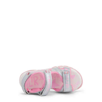 Sandali bambina argento e rosa con doppio strappo