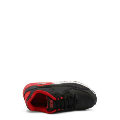 Scarpa sportiva bambino nero rosso con punta tonda e inserto nella suola